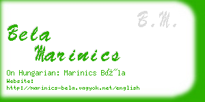 bela marinics business card